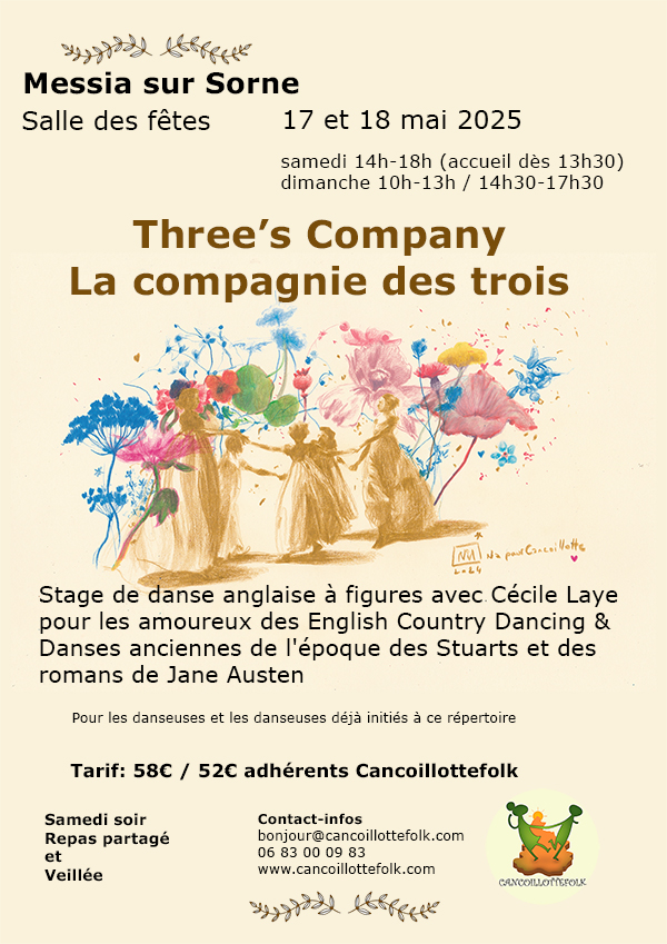 Danse anglaise à figures avec Cécile Laye les 17 et 18 mai 2025 à Messia-sur-Sorne